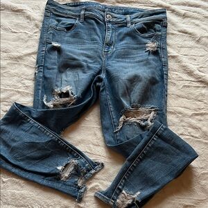 American Eagle Outfitters Women's Ripped Denim High Waist Stretch Jeans